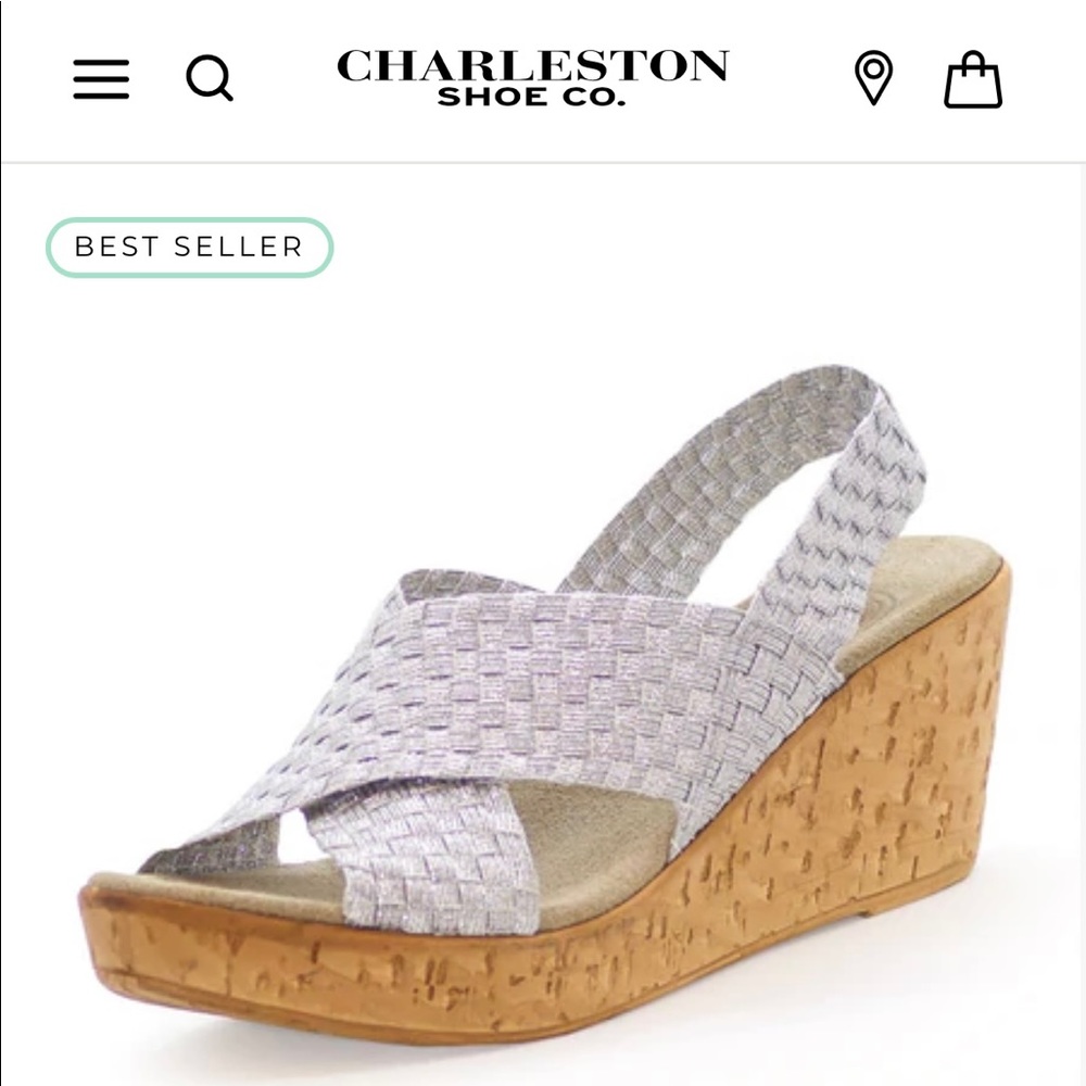 New in box! Charleston MED Platform Wedge. Color Sliver Woven